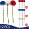 Artificial Flower Patriotic Bouquet Red White and Blue Faux Ball Chrysanthemum Centerpiece
